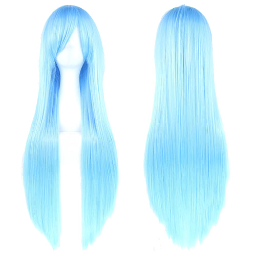 80cm Long Blonde Straight Synthetic Hair Cosplay Wig with Bangs