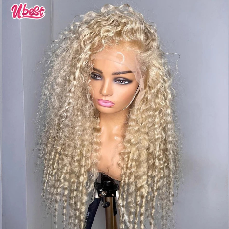 13x4 Transparent 613 Honey Blonde Colored Curly Lace Frontal Wigs