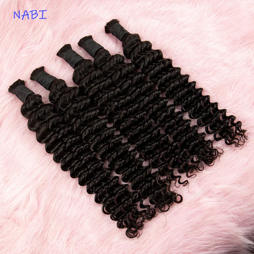 NABI Human Hair Bundles for Braiding Deep Wave Virgin Hair Extension