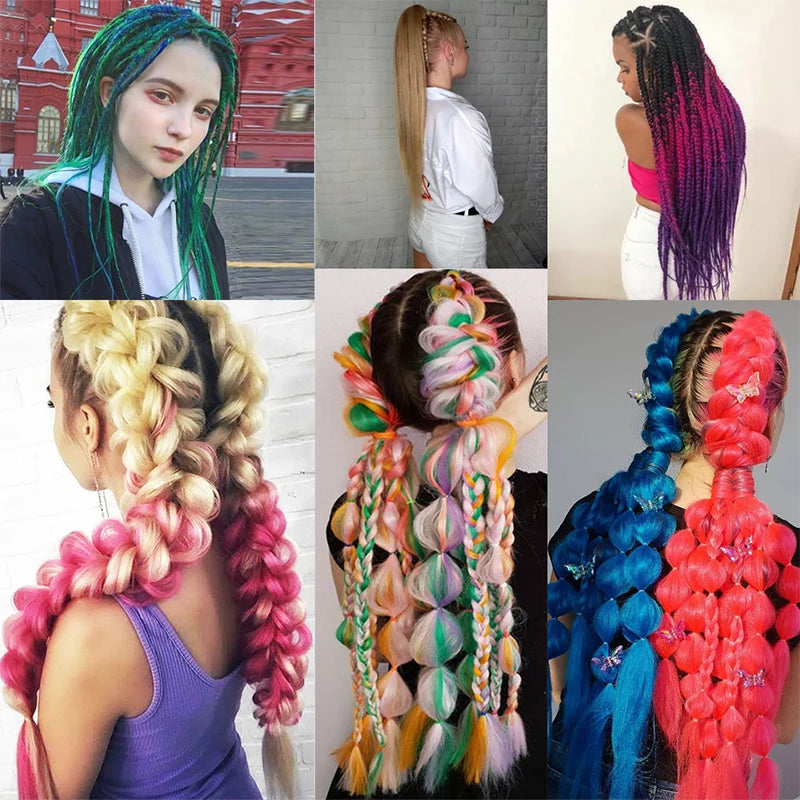 Synthetic Ombre 24inch Glitter Jumbo Braids Extensions Sparkle Rainbow