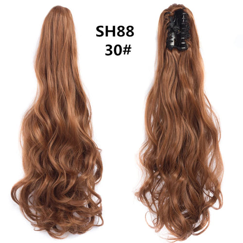 Long Wavy Straight Claw Clip On Ponytail Hair Extension Synthetic