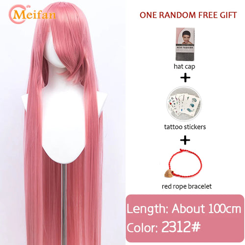 MEIFAN 100CM Synthetic Cosplay Anime Costume Wig Blonde Blue Red Pink