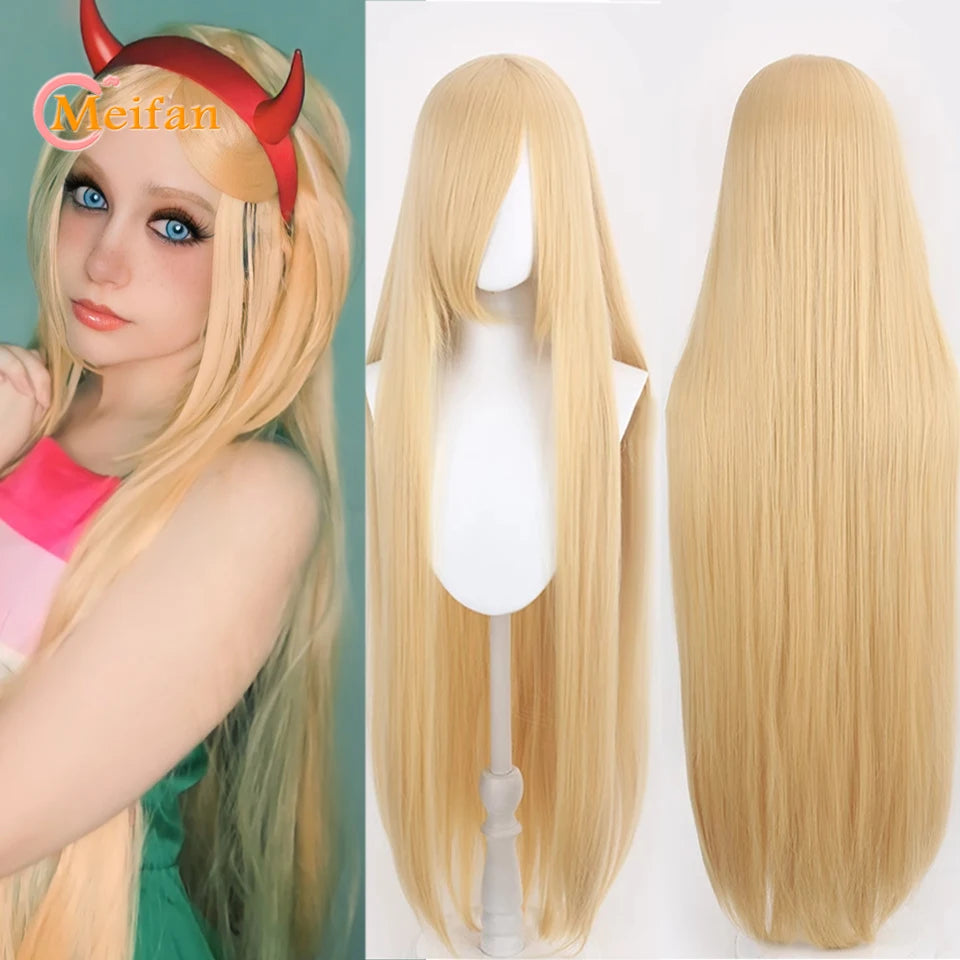 MEIFAN 100CM Synthetic Cosplay Anime Costume Wig Blonde Blue Red Pink