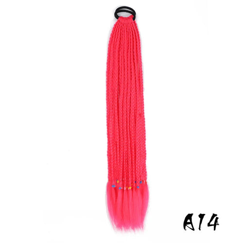 Synthetic Colored Braided Ponytail Hair Extension 60CM Elastic Rubber