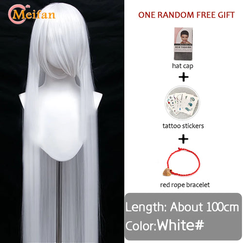 MEIFAN 100CM Synthetic Cosplay Anime Costume Wig Blonde Blue Red Pink