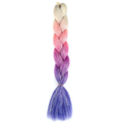 Synthetic Ombre 24inch Glitter Jumbo Braids Extensions Sparkle Rainbow