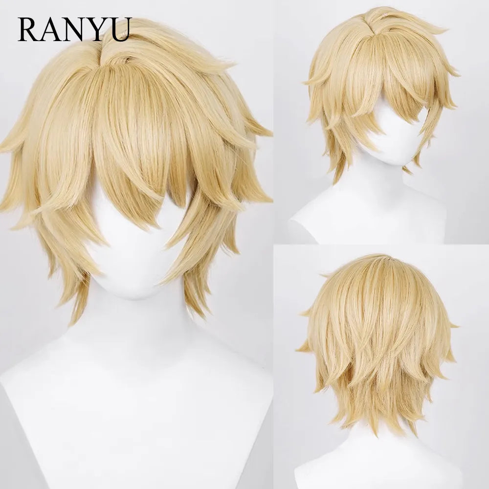 RANYU Honkai Star Rail Gepard Landau Wigs Synthetic Short Straight