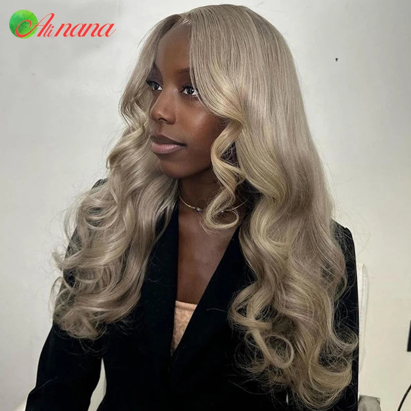 Highlights Gray Blonde Colored HD Lace Frontal Wig Bleached Knots