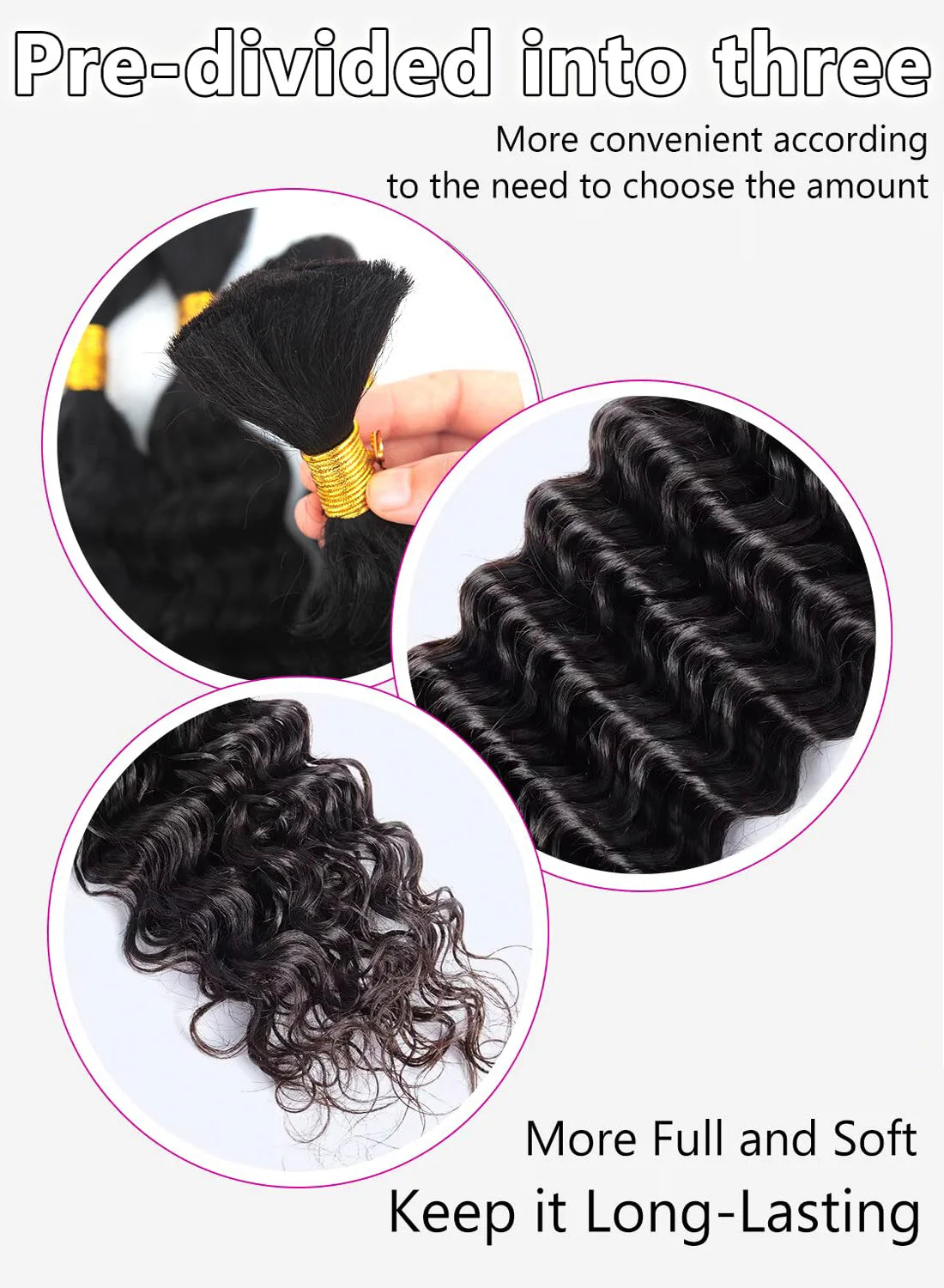 Human Braiding Hair 2 Bundle 100g Deep Wave Bulk Human Hair for