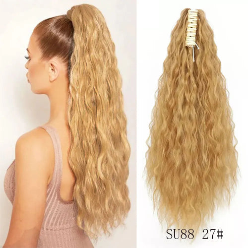 Long Wavy Straight Claw Clip On Ponytail Hair Extension Synthetic