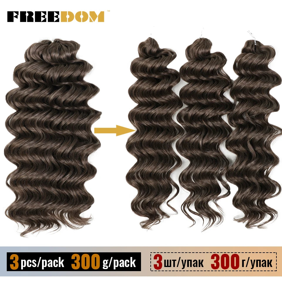 FREEDOM Synthetic Twist Crochet Curly Hair 16/24 Inches Deep Wave