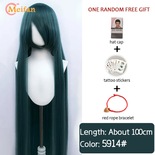 MEIFAN 100CM Synthetic Cosplay Anime Costume Wig Blonde Blue Red Pink