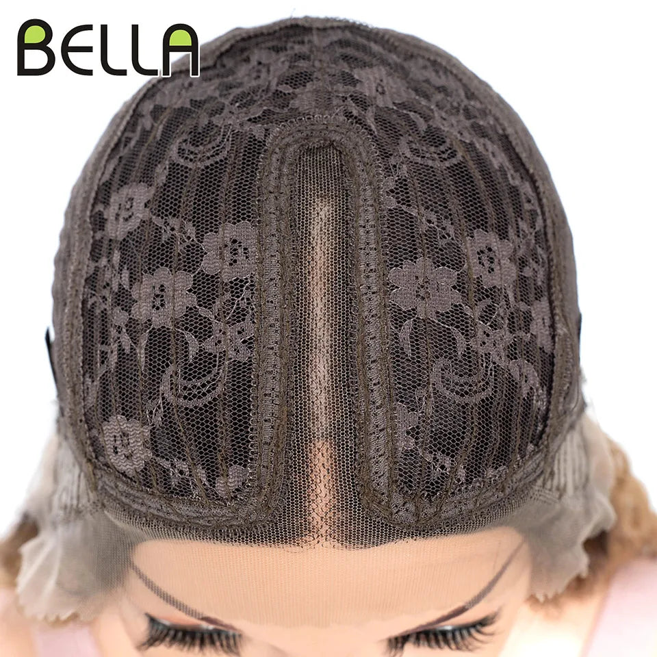 Bella 40 Inch T Part Lace Wigs Synthetic Deep Wave Long Wigs Ombre