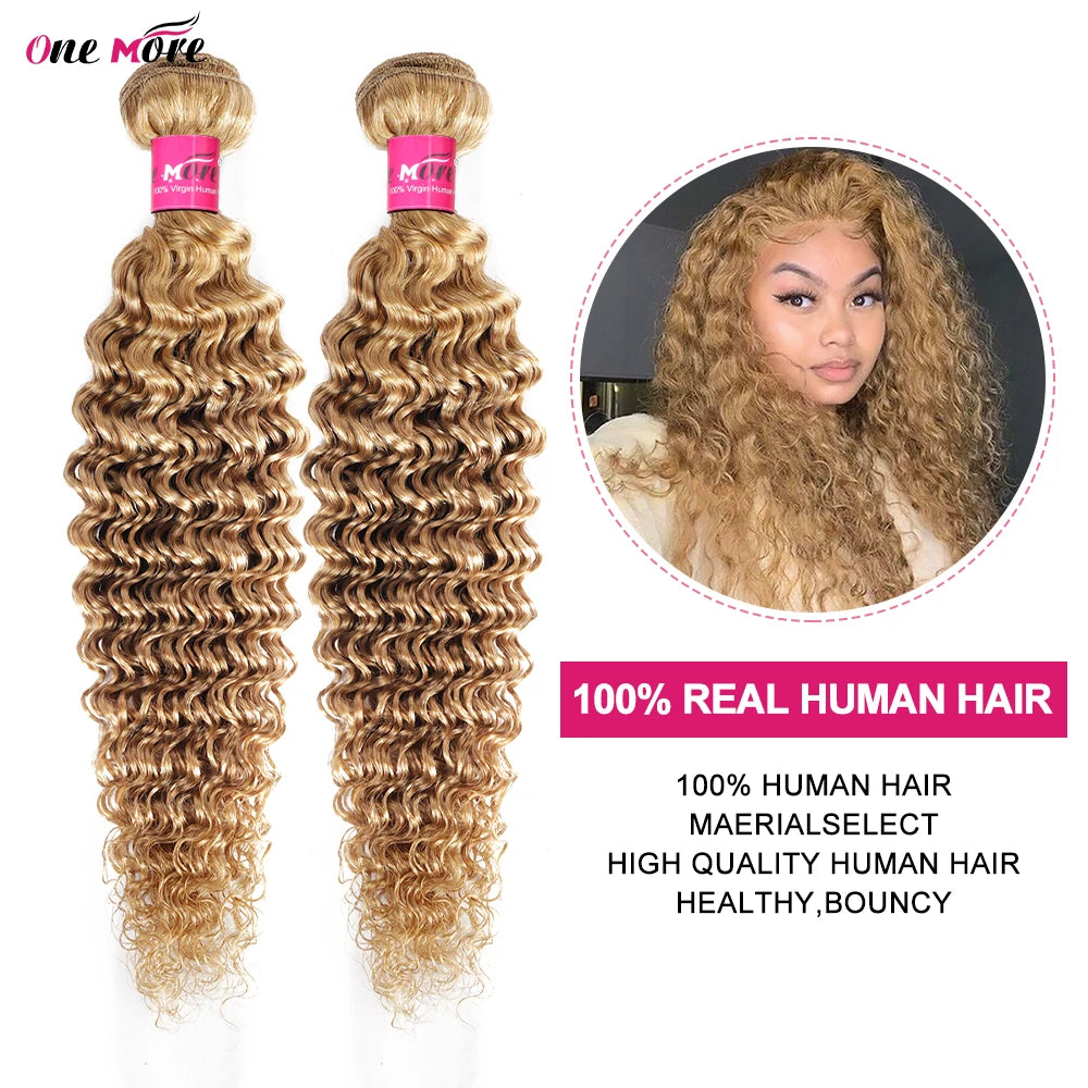 #27 Honey Blonde Bundles Deep Wave Bundles Remy Human Hair Extensions