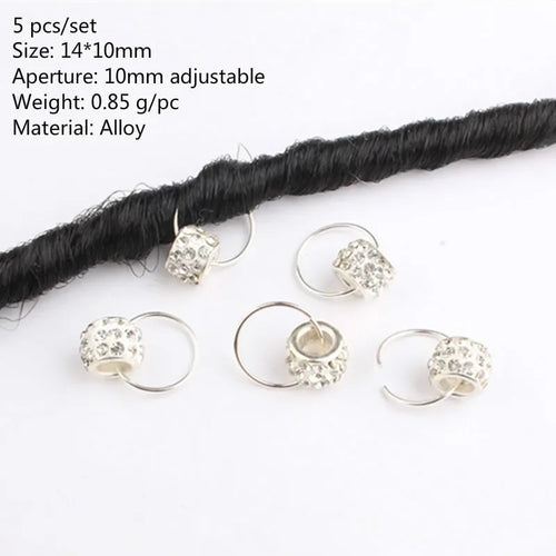 5-50pcs/bag Silver Metal Hair Rings Braid Dreadlocks Bead Hair Cuffs