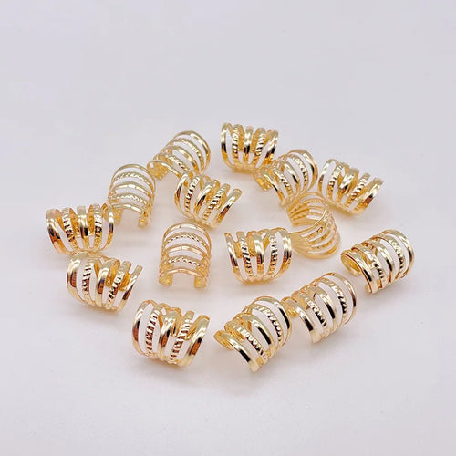 30Pcs Opening 11x15mm KC Gold Silver Metal Tube Ring Dreadlock for