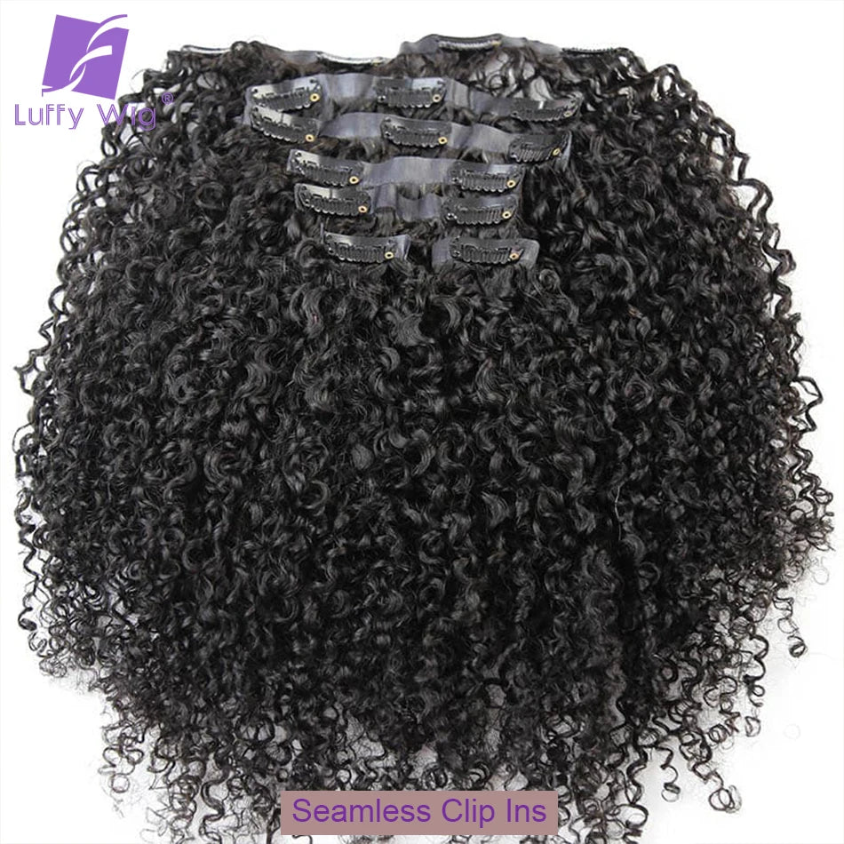 Seamless PU Clip in Hair Extension Human Hair Brazilian 3C 4A Afro