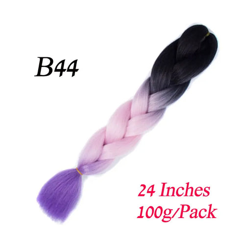 Synthetic 24Inch 100G Wholesale Single Ombre Color Glowing Hair