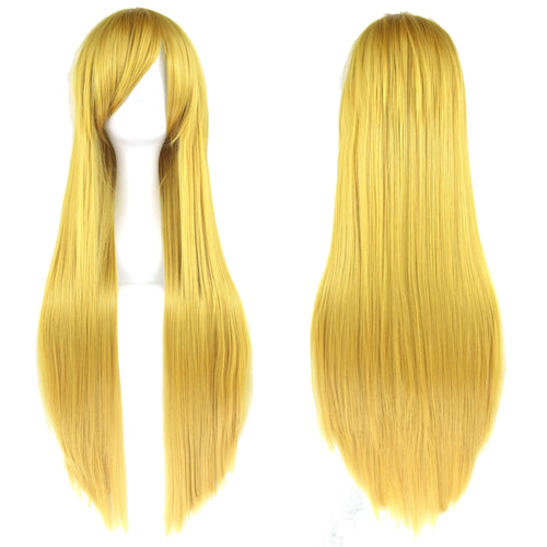 80cm Long Blonde Straight Synthetic Hair Cosplay Wig with Bangs