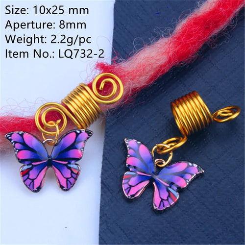 Mixed Butterfly Hair Braid Beads Dreadlock Beads Ring Braiding Hair