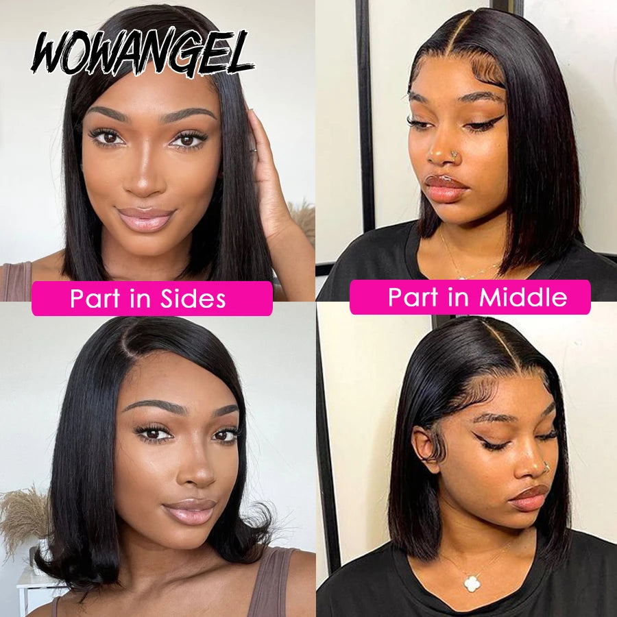 Wow Angel 13X4/13x6 HD Lace Full Frontal Short Bob Human Hair Wigs