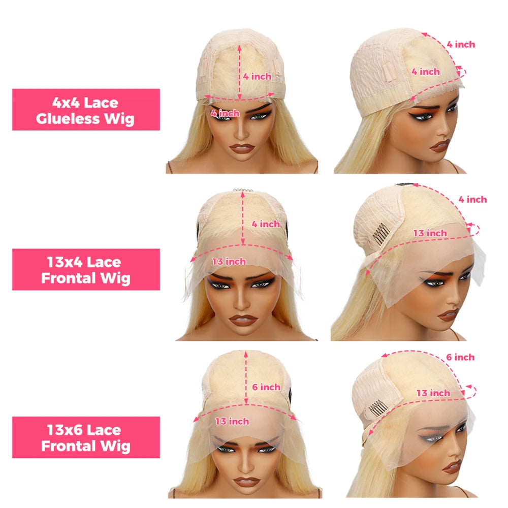 613 Blonde Glueless Wig 13x6 Lace Frontal Human Hair Wig HD