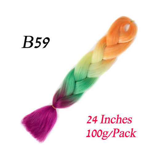 Synthetic 24Inch 100G Wholesale Single Ombre Color Glowing Hair