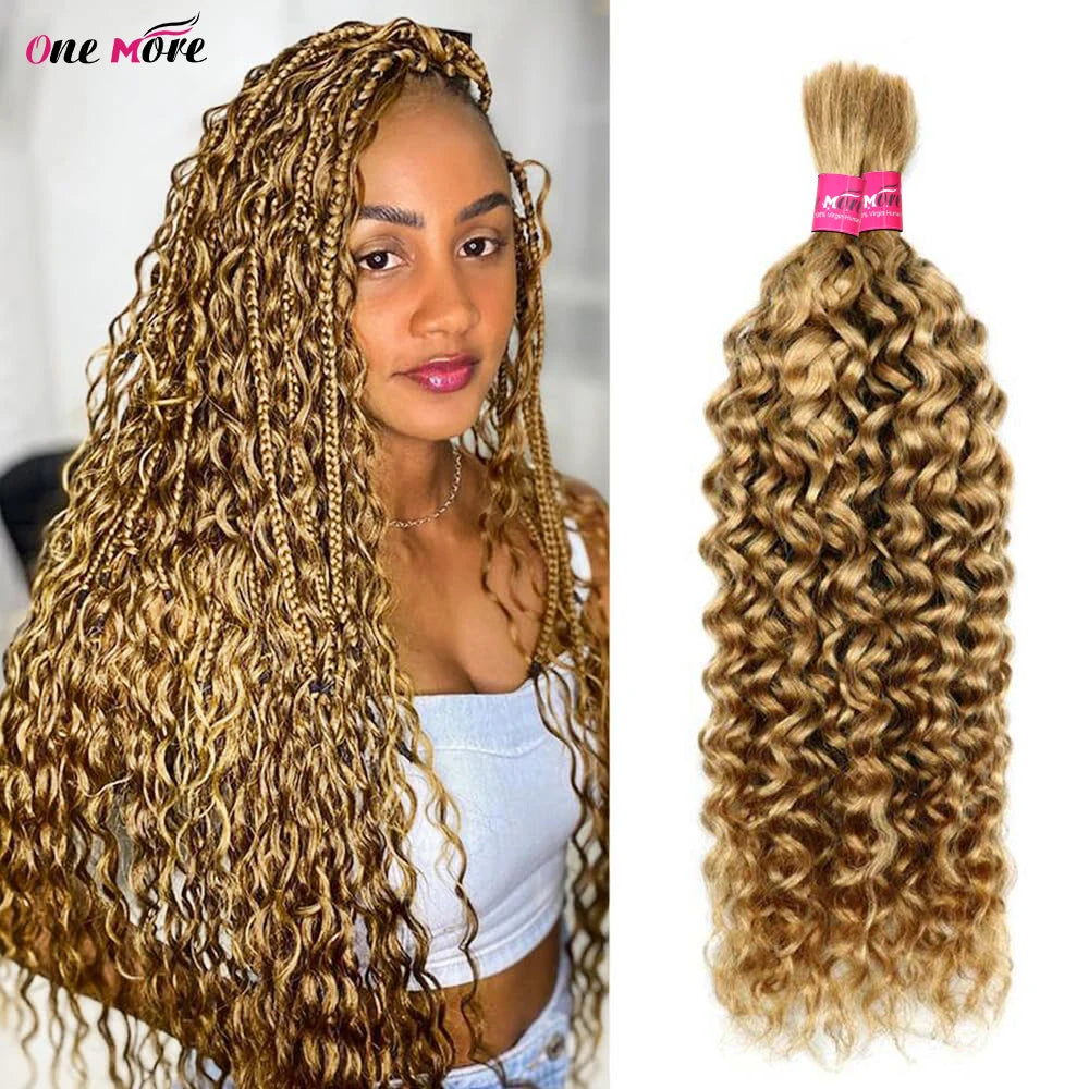 28 In 4/27 Color Water Wave Bulk Human Hair for Braiding No Weft