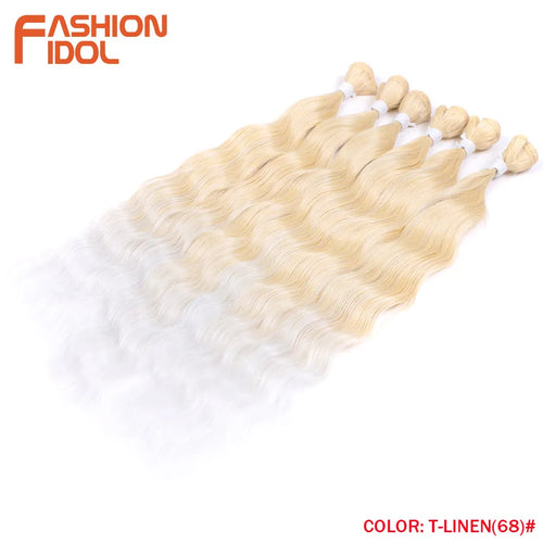 Loose Deep Water Wave Hair Bundles Synthetic Hair Extensions Ombre