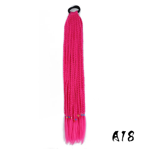 Synthetic Colored Braided Ponytail Hair Extension 60CM Elastic Rubber