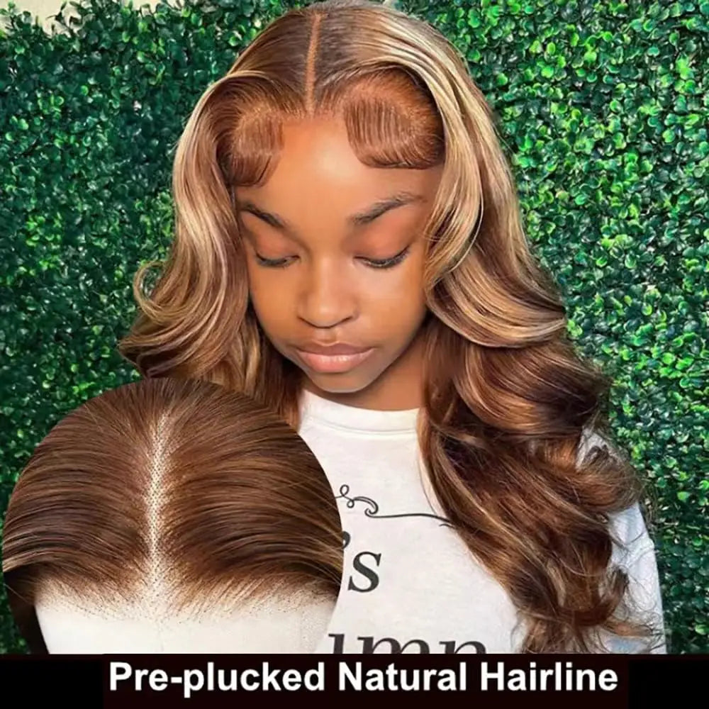 #4/27 Highlight Colored Ombre Blonde Body Wave Wigs Human Hair