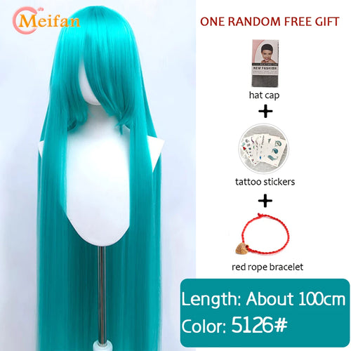 MEIFAN 100CM Synthetic Cosplay Anime Costume Wig Blonde Blue Red Pink