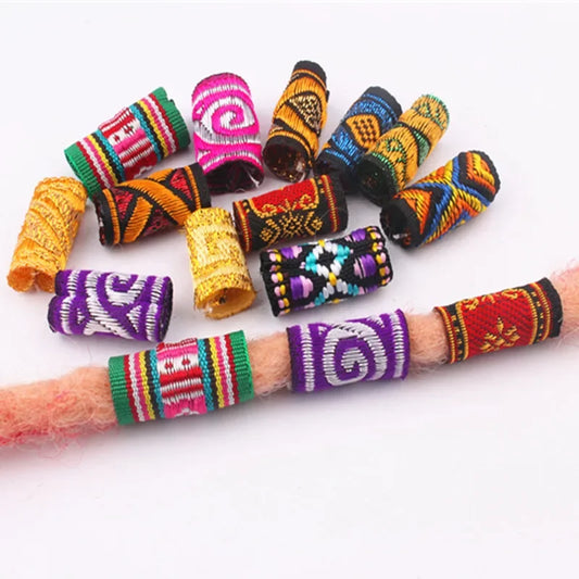 10Pcs/Set Mix Color Cloth Hair Braid Rings Links Dread Braids