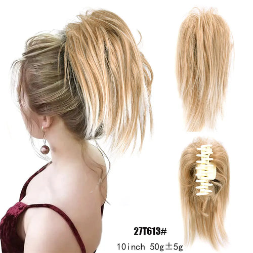 Long Wavy Straight Claw Clip On Ponytail Hair Extension Synthetic