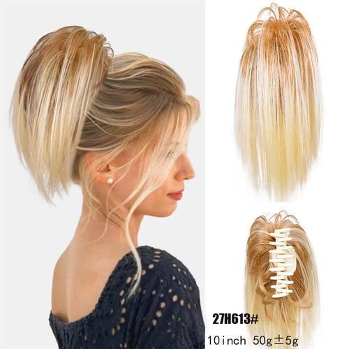 Long Wavy Straight Claw Clip On Ponytail Hair Extension Synthetic