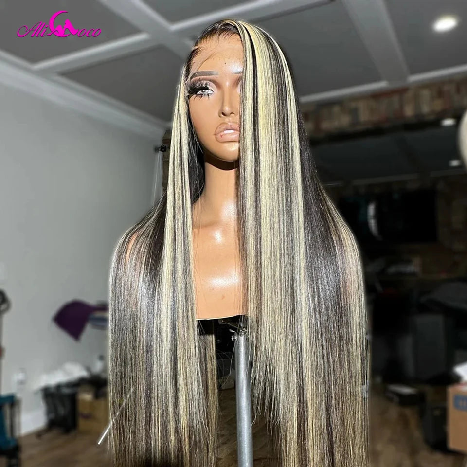 1B/27 Highlight 13X4 13x6 Lace Frontal Human Hair Wigs 180% Highlight