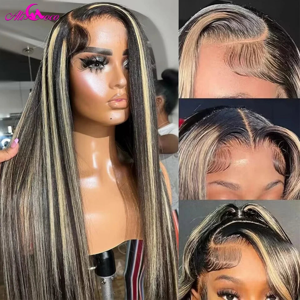 1B/27 Highlight 13X4 13x6 Lace Frontal Human Hair Wigs 180% Highlight