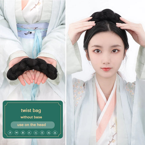 AOSI Synthetic Chinese Traditional Hanfu Wig Hair Bun Retro Black