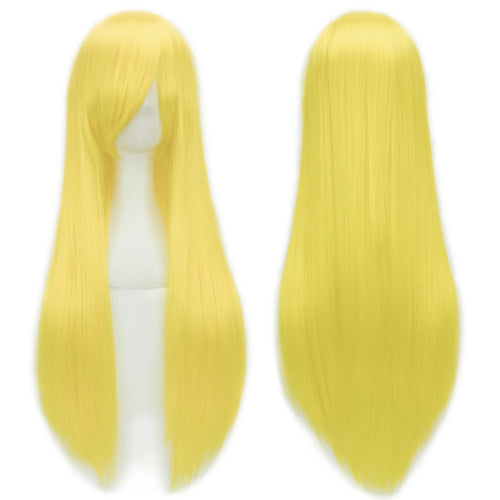 80cm Long Blonde Straight Synthetic Hair Cosplay Wig with Bangs