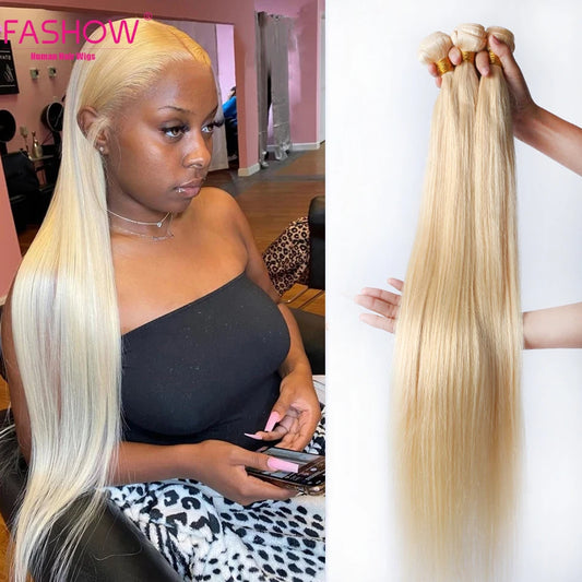 FASHOW Brazilian Hair Blonde Straight Hair Bundles 613 Honey Blonde