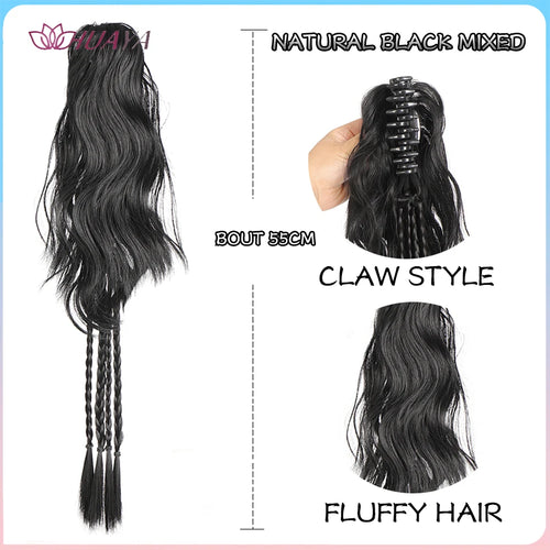 HUAYA Synthetic Claw Clip Ponytail Braid Hair Extensions Long Curly