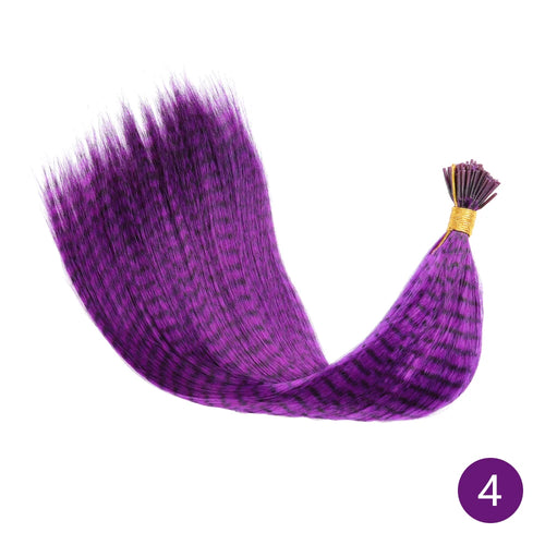 AZQUEEN Feather Hair Extension 10Pieces Fake Hair I Tip Rainbow