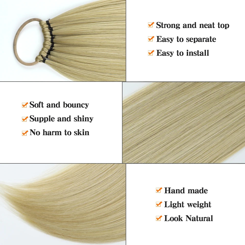 Synthetic Ponytail Extensions Rubber Band Hair Braided Pony Tail