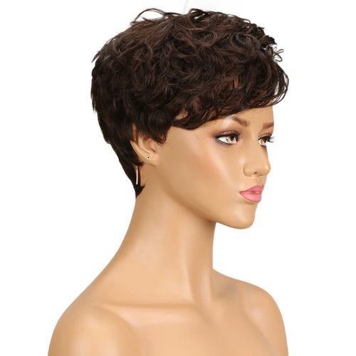 Lekker Wear to go Highlight Gold Brown Short Pixie Cut Human Hair Wigs