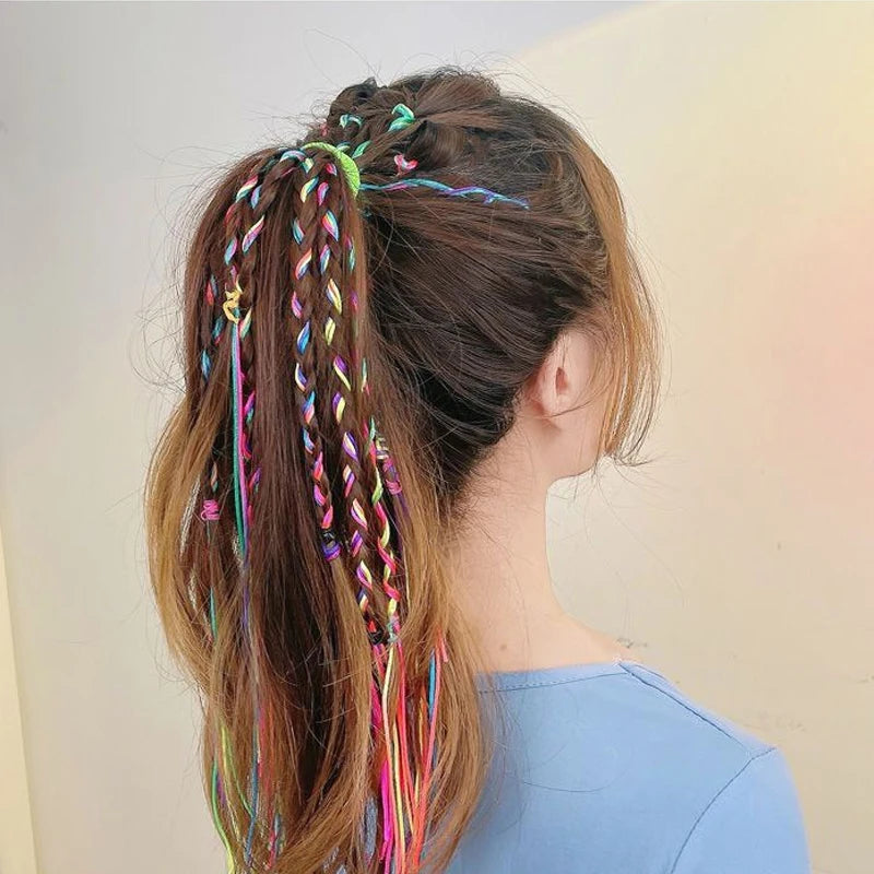 4-30Pcs 90CM Gradient Colorful Rope Tie Hair Women Dirty Braid Hair