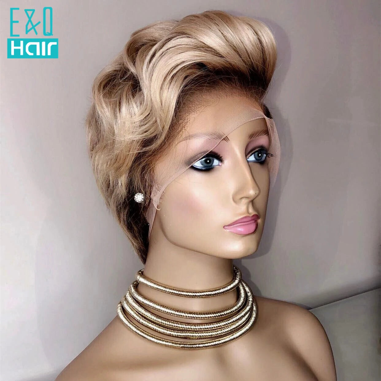 13x6 Lace Front Pixie Cut Wigs Human Hair Blonde 613 Short Bob Wig