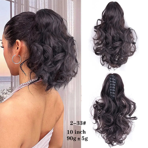 Long Wavy Straight Claw Clip On Ponytail Hair Extension Synthetic