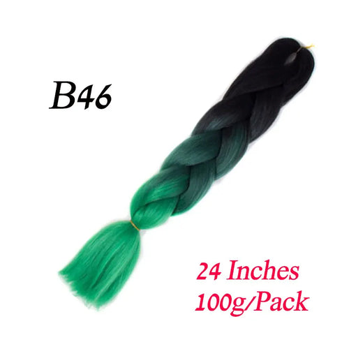 Synthetic 24Inch 100G Wholesale Single Ombre Color Glowing Hair