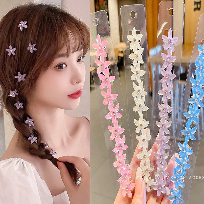 Small Flower Hair Buttons Hairpin 10PCS/lot Girls Women Hair Clips