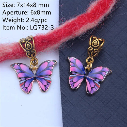 Mixed Butterfly Hair Braid Beads Dreadlock Beads Ring Braiding Hair